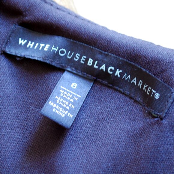 WHITE HOUSE BLACK MARKET Solid Black V-neck Bubble Sleeve Dress - Picture 2 of 5